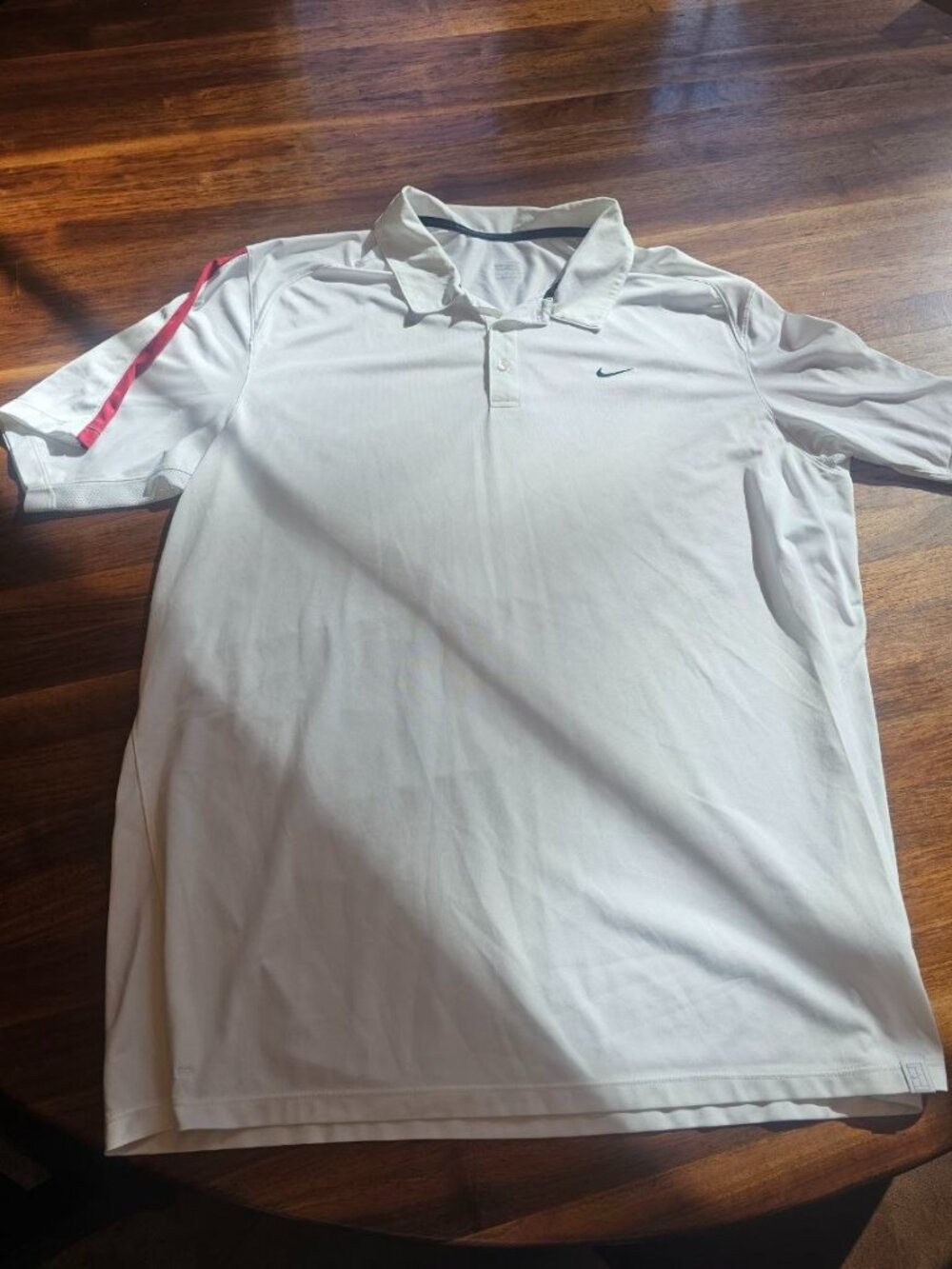 Nike Dry Fit Mens Polo Shirt White/Red Stripe on Sleeve Size XXL Breathable Pits